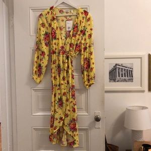 & Other Stories yellow floral wrap dress NWT